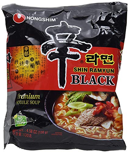 Nong Shim Shin Ramen Black (Premium Ramen Noodle Soup) 130g 4 packets