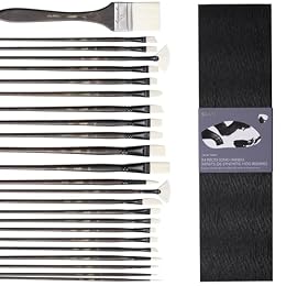 ARTIFY Artists' Oil Synthetic Hog Hair Paint Brush Set, 24 Pieces Long Handle Hard Nylon Oil Paint Brushes, Professional Paint Brushes for Oil, Acrylic Painting