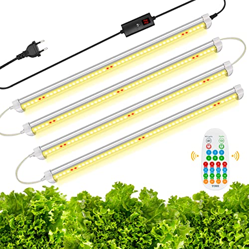 OSORD Pflanzenlampe, 4 Stück Grow Light 384 LEDs Pflanzenlampe Led Vollspektrum 3500K Grow Lampe mit Auto Timer 1-22H Wachsen licht Pflanzenlicht für Zimmerpflanzen Gartenarbeit und Gemüse Cover
