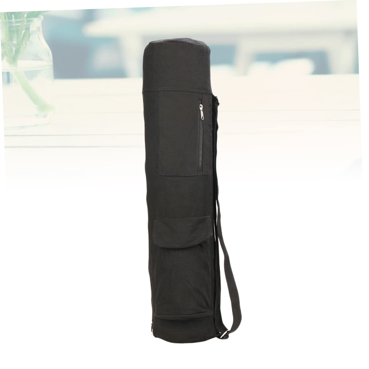 WOONEKY Bolsa de Almacenamiento para de Yoga Multifuncional con Capacidad Grande y Correa Bolsa Respirable para Ejercicio y Fitness Negro