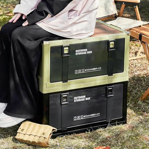 Boîte de camping robuste polypropylène PET - Rangement pliable bois