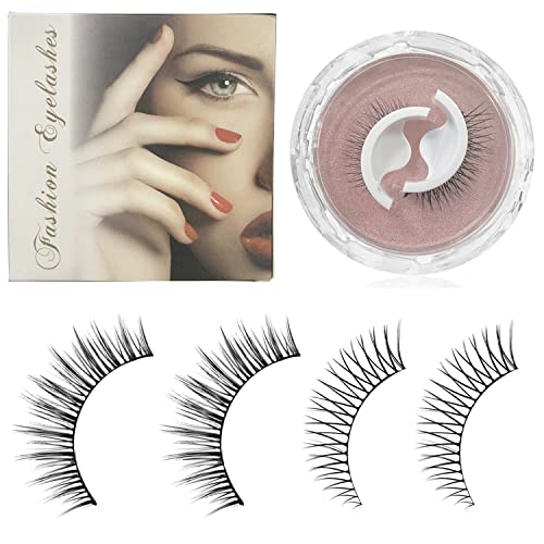 Reusable Self Adhesive Eyelashes, Eyelashes Natural Look and No Glue or Eyeliner Needed, False Lashes 2 Secs to Put on, Perfect Gift for Women (2-Pairs)