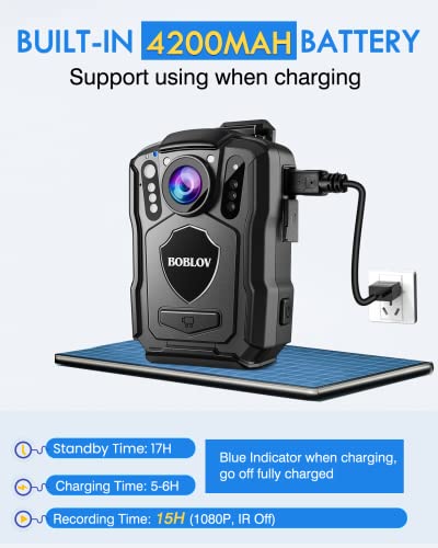 Boblov 256GB M5 Body Camera, 2K Body Mounted