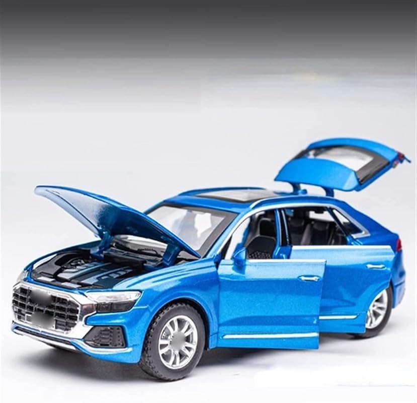 Image of New 1:32 Q8 Diecast Alloy Metal Pull Back Car with Openable Doors Music Sound and Light Vehicle Toy Car for Kids Boys (Blue)