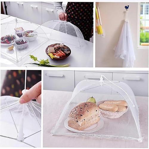 Image of Sulfar Food Cover Umbrella Tent Mosquito Protection Mesh Screen Reusable and Collapsible Outdoor Picnic BBQ Food Covers Net for Flies Bugs & Mosquitoes (Multicolor)