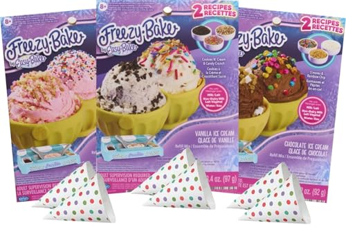 Easy Bake Freezy Bake Ice Cream Mixes Pack/Vanilla - Cookies N Cream and Candy Crunch/Strawberry - Shortcake and Sprinkle Delight/Chocolate - Smores and Rainbow Chip