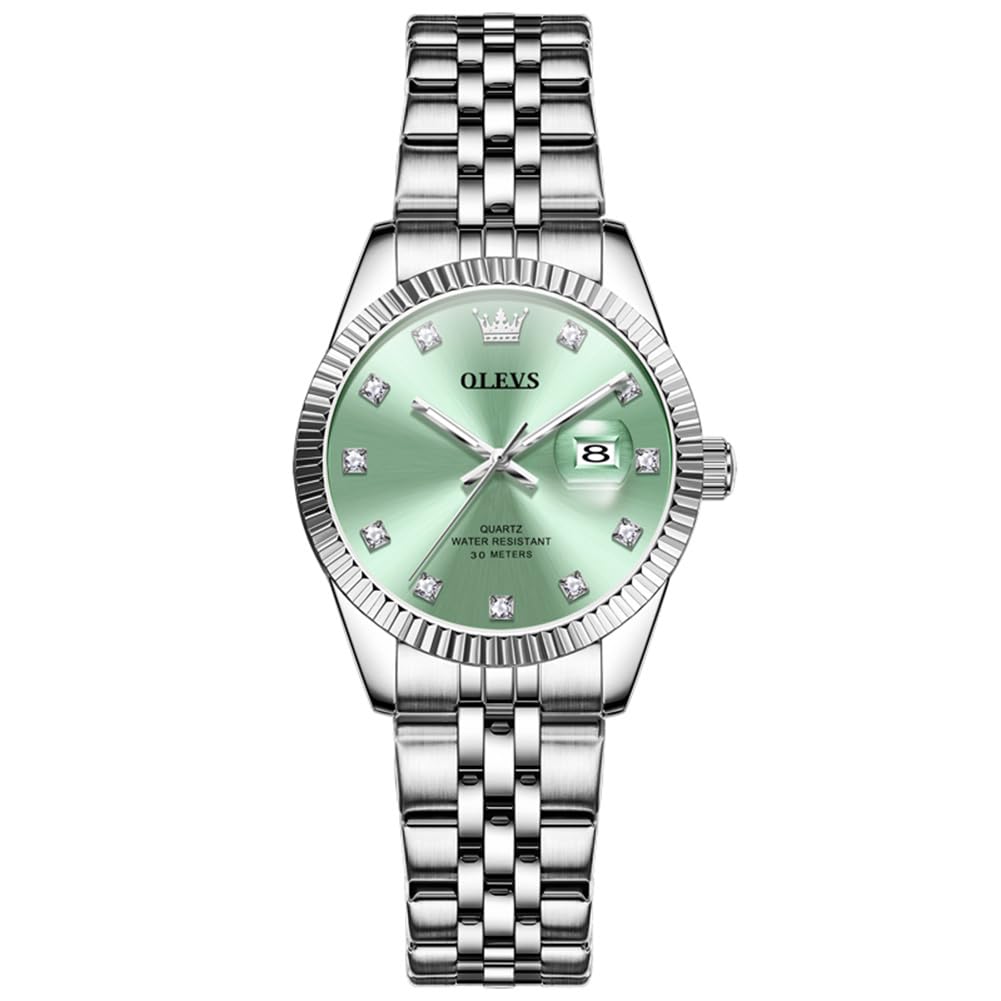OLEVS Damenuhr Elegante Wasserdicht Klassische Frauen Uhr mit Quarzwerk, Modisches Design mit Datumsanzeige Leuchtzeiger Armbanduhr Damen Exquisites Design für Damen Schlicht Armbanduhren