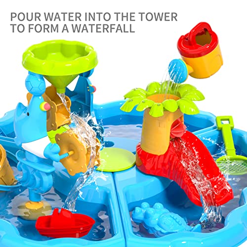 Bennol Kids Sand Water Table Toys for Toddlers, 3 in 1 Outdoor Sand and