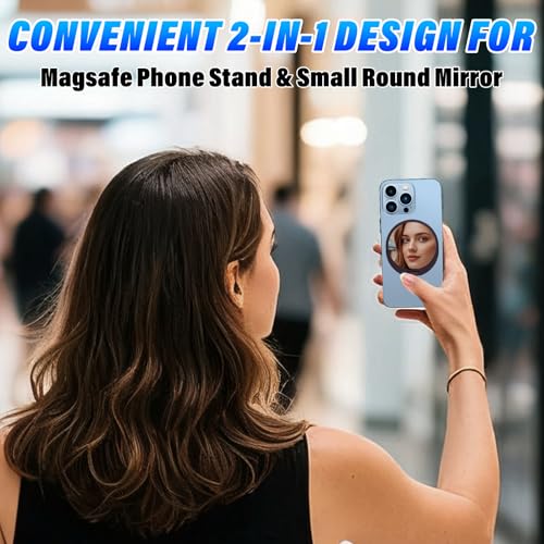 Aioopro Phone Stand for Magsafe with Mirror [2-Sided 4200gf Strongest Magnetic] 300 Folding Portable Phone Ring Holder Grip for Desk, Phone Holders for Your Car Accessories for iPhone/Android/Tablets - image 8
