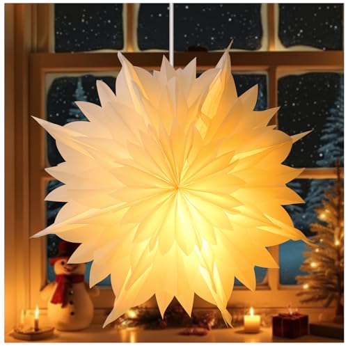 Lamptobe Weihnachtsstern Beleuchtet LED - 50 CM Papiersterne zum...