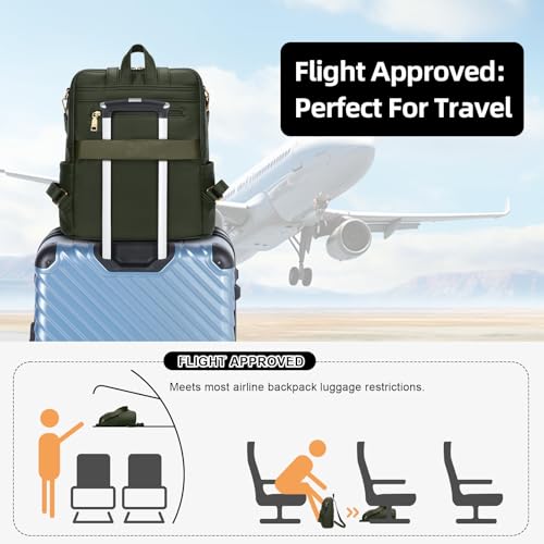 Image of KKXIU Backpack Purse for Women - PU Leather Ladies Backpack for Daily with Anti-Theft Lock Pocket, Small Daypack with Luggage Strap & Water Bottle Pockets (Green)
