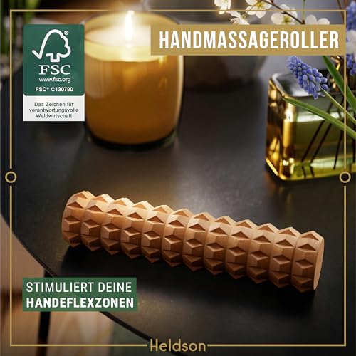 HELDSON® Massage Set Holz [6 Teile] FSC®100% - Diverse Massagegeräte & Massage Roller - Fußmassage, Kopfmassage, Triggerpunkt Drücker - Entspannung - Ostern Geschenke - Anti Cellulite, Stress 6