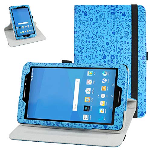 AT&T Trek 2 HD Rotating Case (Model 6461A),Mama Mouth 360 Degree Rotary Stand with Cute Cover for 8" ZTE Trek 2 HD K88 /ZPad 8 K81 Android Tablet,Blue