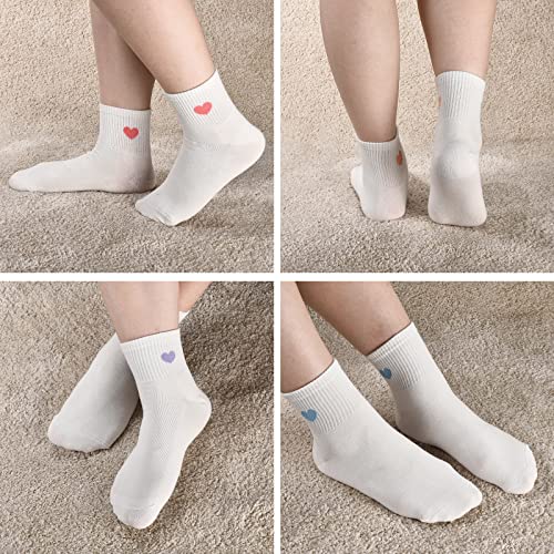 Image of Corlap Women's Cotton Crew Socks - Ankle High Fun Cute Heart Casual Dress Athletic Socks - 5Pairs Gifts for Mother /Her