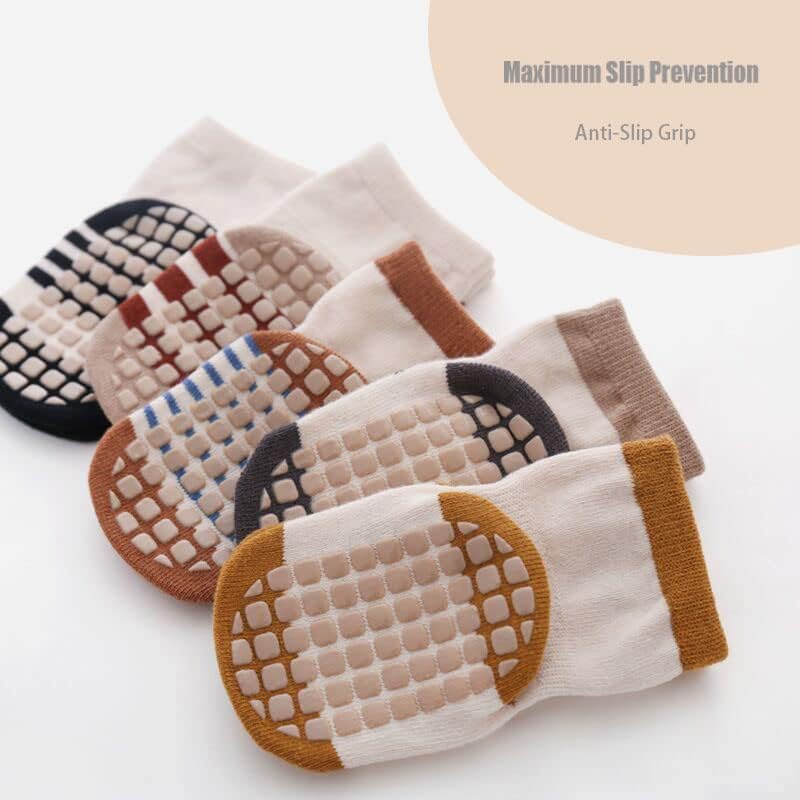 5 Pairs Baby Little Kids Anti-slip Socks Cotton non skid Ankle Socks Animals - Image 4