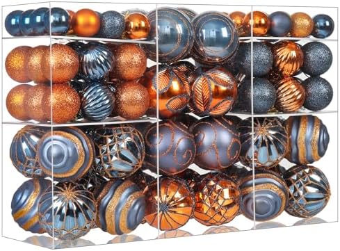 100Pcs Christmas Ball Ornaments Set, Shatterproof Plastic Blue & ...