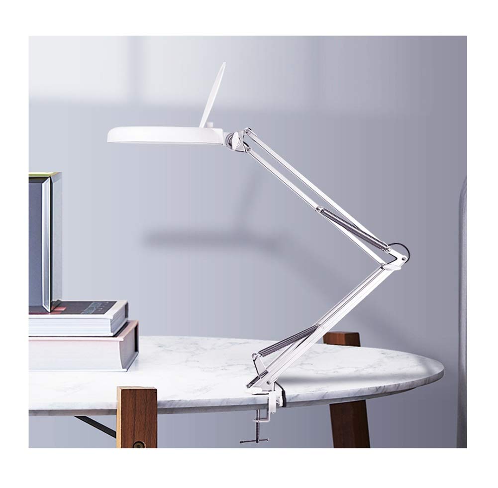 Lente d'Ingrandimento da Tavolo, Lampada con Morsetto, Lampada a LED con Supporto Pieghevole per la Lettura, Lampada da scrivania a Mani libere, Lente d'Ingrandimento per Anziani i