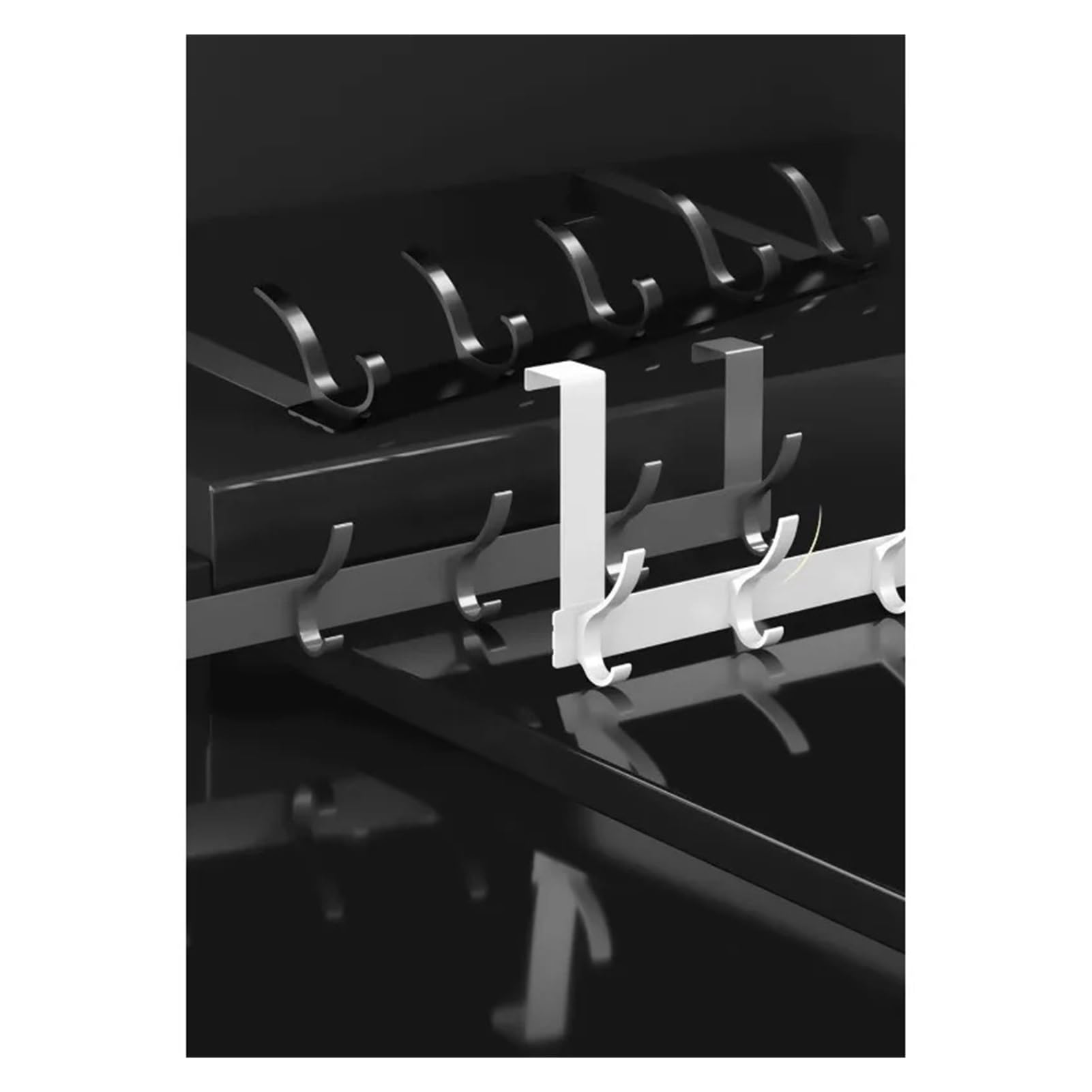 Ganchos para colgar en la puerta Ganchos for colgar sobre la puerta, de aluminio, for baño, for colgar ropa y abrigos.(Black short 5 hooks)