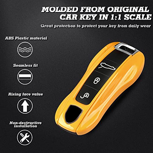 Coque clé de voiture Porsche jaune avec protection complète pour 911 et Cayman - 4
