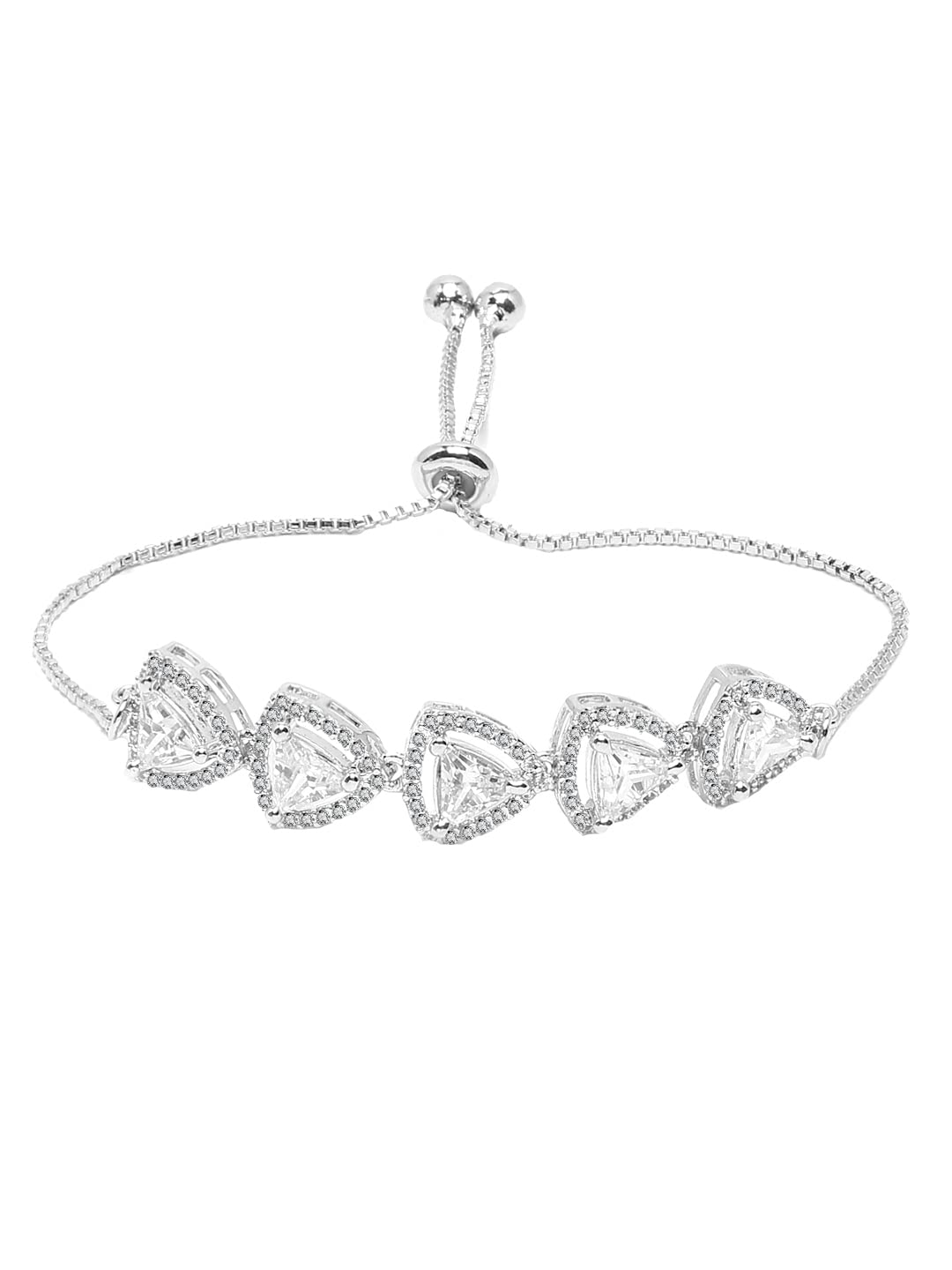 Yellow Chimes AD Bracelet for Women Rhodium-Plated White American Diamond AD Triangular Chain Bracelet For Women and Girls (B09MYDYHJC) Amazon Price History, Amazon Price Tracker