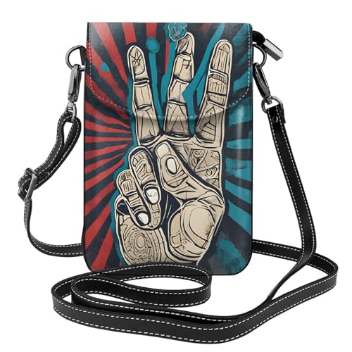 Crossbody Bags for Cell Phone Purse Wallet Summer Microfiber PU Leather Crossbody Purses for Women - rock and roll, Black