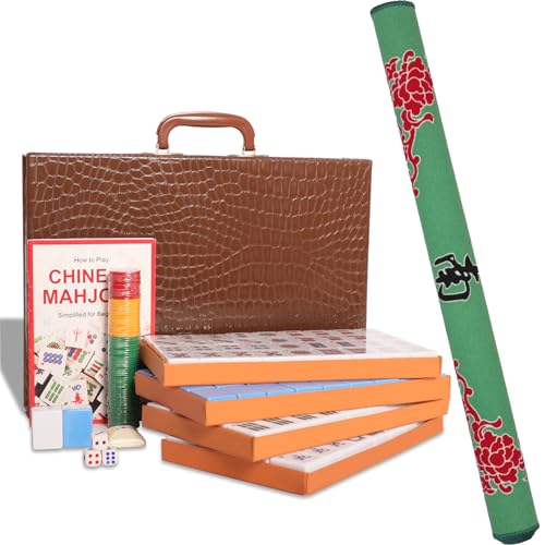 Chinese Mahjong Set con 144 fichas y 6 dados