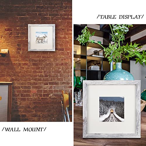 Toforevo 8X8 Square Picture Frames Set Of 2 Distressed White Wood Grain Photo Frame For Gallery Wall Mounting Or Tabletop Display #TOP4