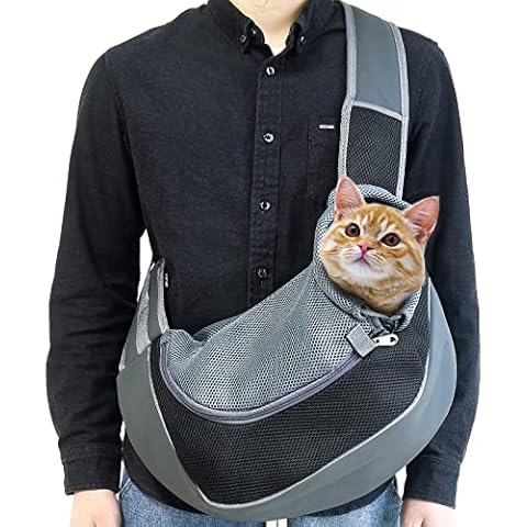 Haustier Tragetuch, Katzentasche Hundetasche für kleine Hunde 5kg Hundetragetasche mit Tasche für Handy Schlüssel Tragetasche Hund aus Wassdicht PU & Atmungsaktiver Stoff Cover