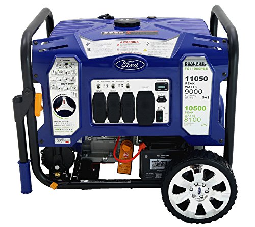 Ford 11,050W Dual Fuel Portable Generator with Switch & Go Technology and Electric Start, FG11050PBE