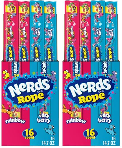 Nerds Rope Candy, Variety Box, Rainbow & Very Berry, 0.92 ounce (Pack of 32)