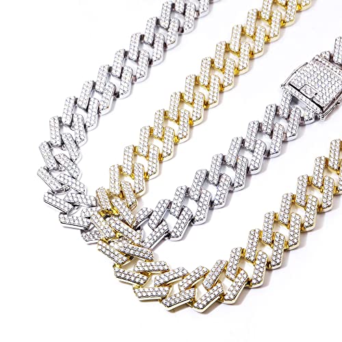 Tianyu Gems 22 Inch Moissanite Cuban Link Chain For Men 20Mm I 45Ctw Def Vvs Moissanite Diamond Sterling Silver Cuban Link Chain Necklace With 18K Yellow Gold Plated For Hip Hop Rock Rapper #TOP4