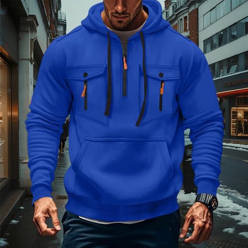 Mens Quarter Zip Pullover Tactical Cargo Sweatshirts Fall Winter Casual Comfy Soft Fleece Hoodie with Pockets2