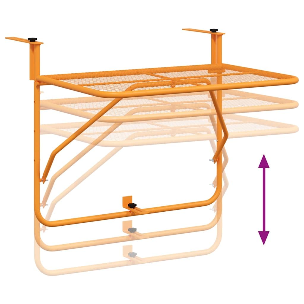 vidaXL Balkontisch Klappbar Balkonhängetisch Hängetisch Klapptisch Gartentisch Tisch Balkon Beistelltisch Balkonklapptisch Gelb 60x40cm Stahl
