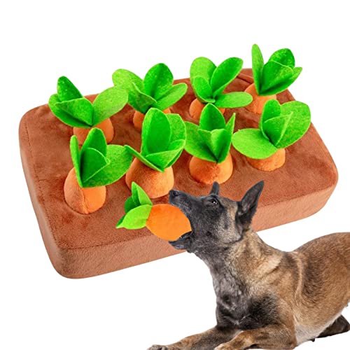 かくれんぼぬいぐるみ犬のおもちゃ,インタラクティブなきしむ犬のおもちゃ歯が生える咀嚼 - 積極的な咀嚼者のペット ストレス リリーフのための 1 つの滑り止めのノーズワーク フィード ゲームに付き 2 つ Ffxs