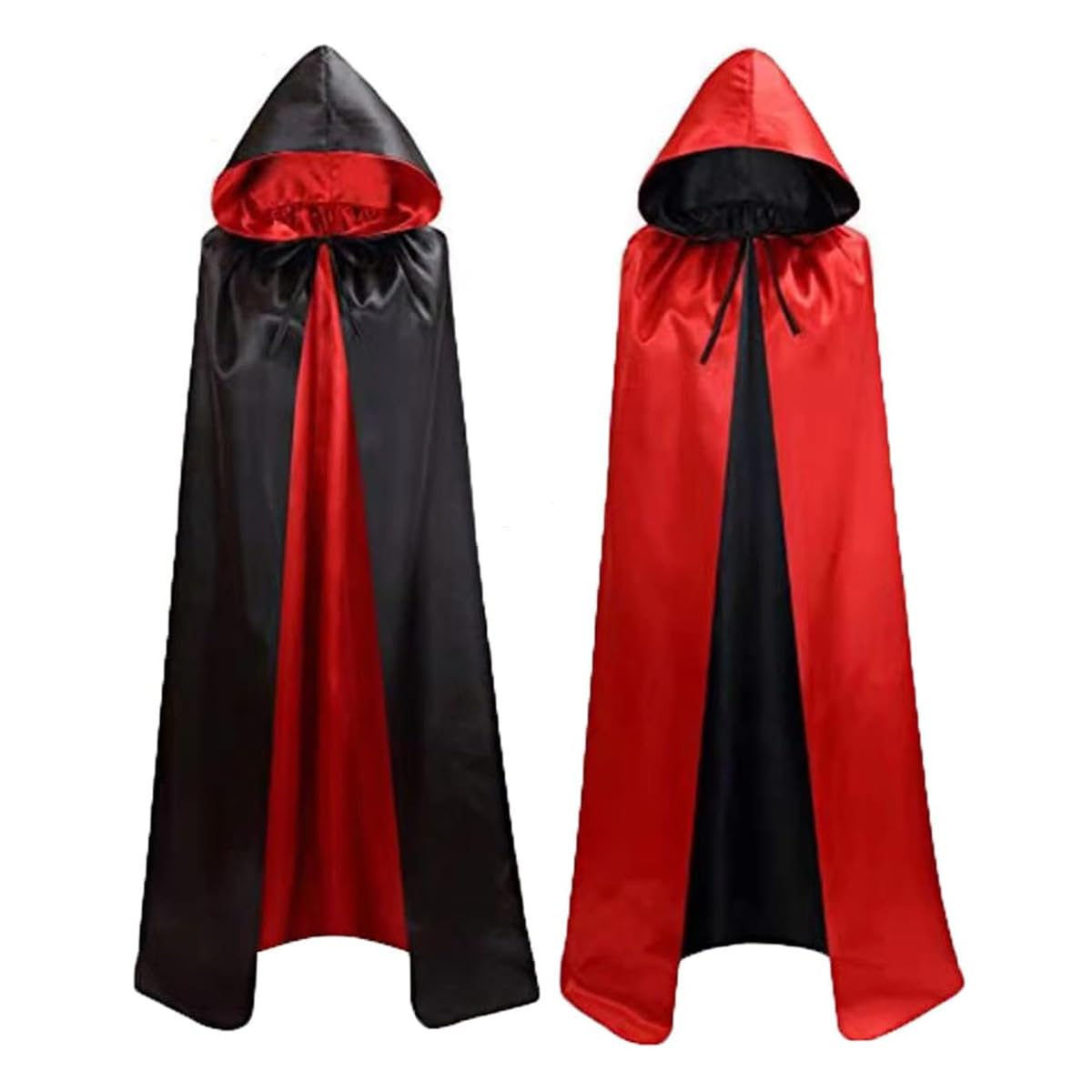 ANCLLO Vampire Cape Adult,Unisex Halloween Black Red Hooded Cloak Vampire Cape,Reversible Hooded Adult Vampires Cape - Image 2