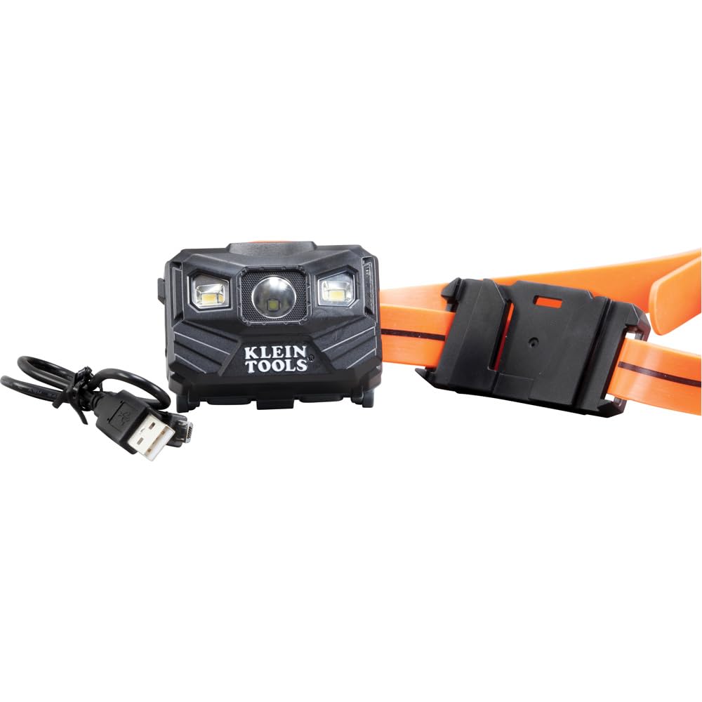 KLEIN TOOLS Lampe frontale LED rechargeable, bande en silicone, 400 lm, autonomie toute la journée, pour le travail, la course, la randonnée en plein air, le camping 56064