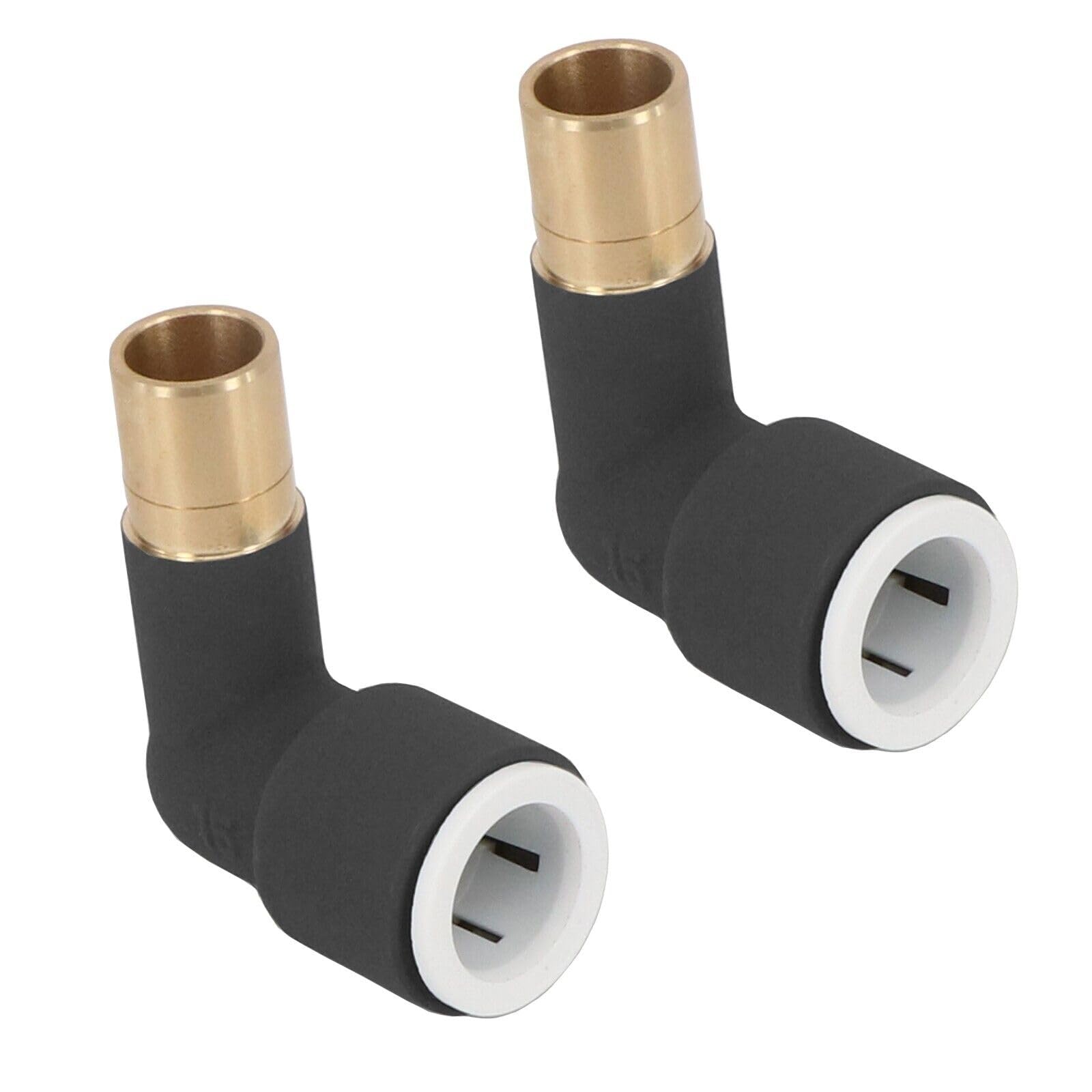 22.5 Team Controls Black Radiator Valve Reducer Elbow Compression 15Mm X 15Mm Push Fit X 2