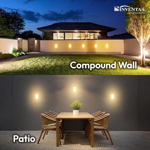 Image of INVENTAA ORA Outdoor Wall Lights Waterproof LED (2 Pack) for Balcony, Terrace | Bulkhead Lamp Holder (Natural White)