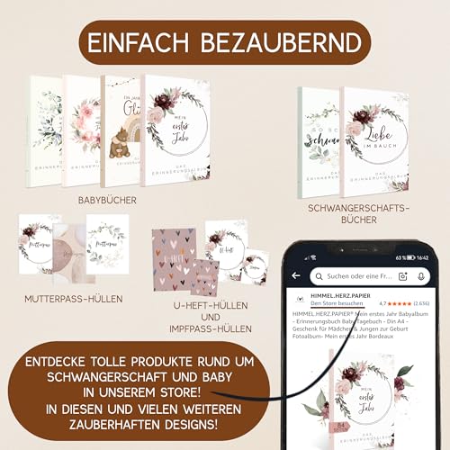 HIMMEL.HERZ.PAPIER® Mein erstes Jahr Babyalbum - Erinnerungsbuch Baby Tagebuch - Din A4 - Geschenk für Mädchen & Jungen zur Geburt… – Ansicht 6