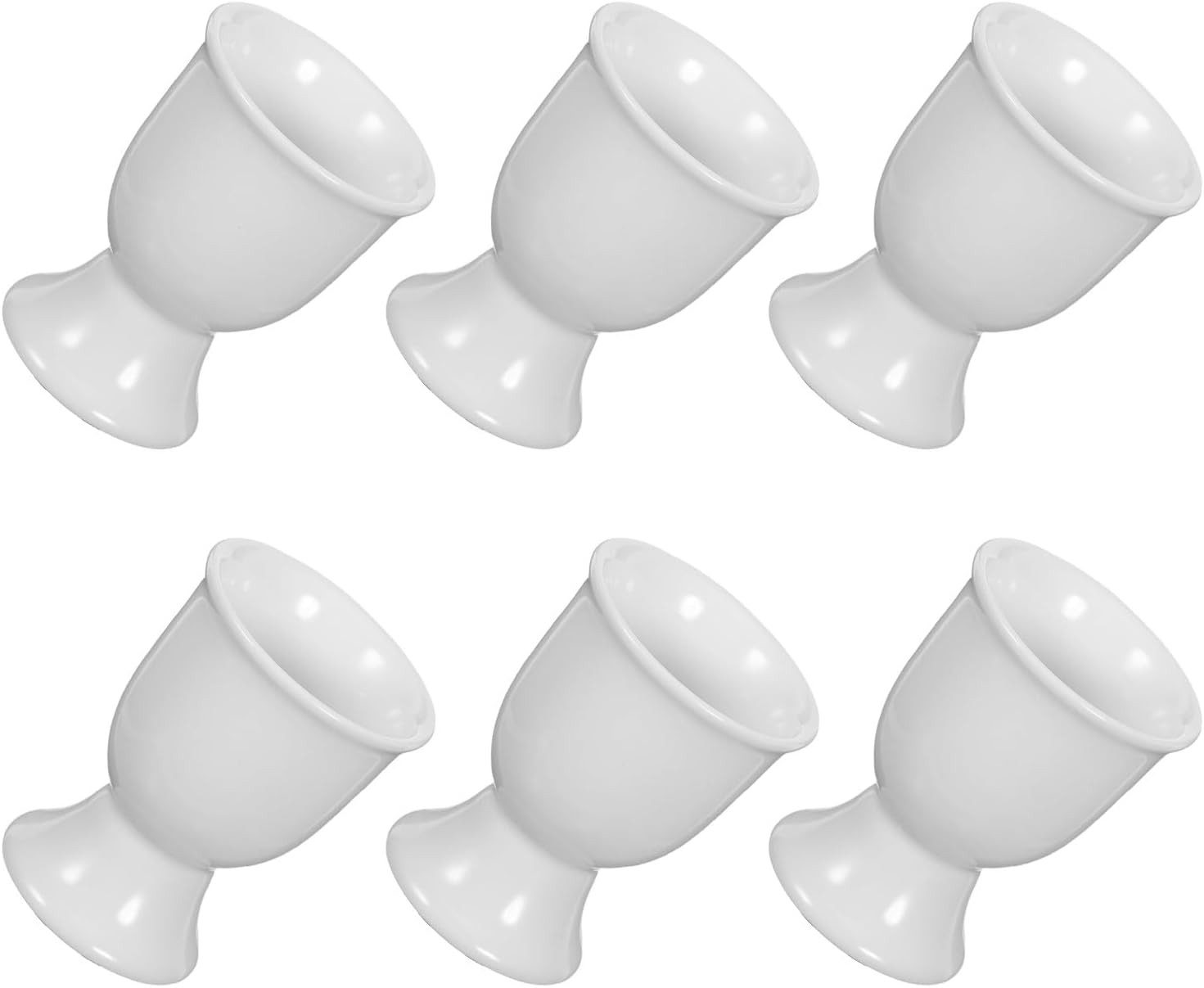 6pcs White Ceramic Egg Cups for Breakfast and Boiled Eggs for Kitchen Dining Party Serving and Fridge Storage