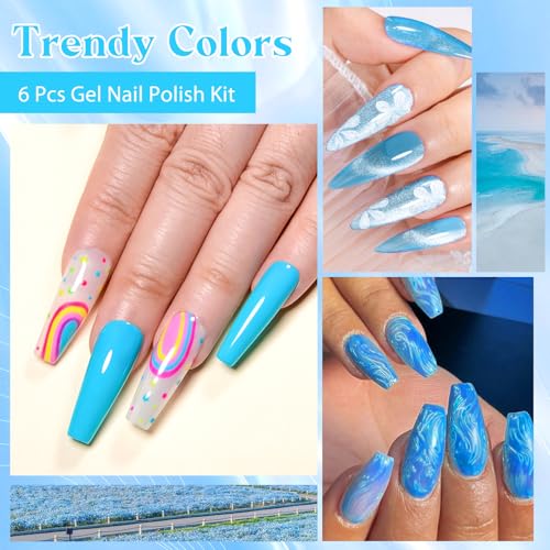 Set esmalte de uñas en gel 6 pcs colores glitter miniatura 2