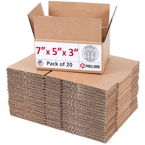 Image of Small Cardboard Boxes 7 inchL x 5 inchW x 3 inchH (Pack of 20) - USA-Made Packing Boxes for Moving, Shipping, or Storage - USPS, UPS, FedEx Approved - Professional Packing Supplies for Moving