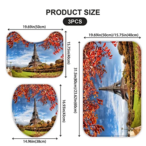 Badematten Set 3D 40x60 Eiffelturm absorbierend 3-teiliges Badezimmerteppich-Set maschinenwaschbare weich badteppich… – Bild 3