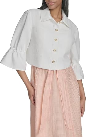 Halston Womens Cropped Front Seam Shrug