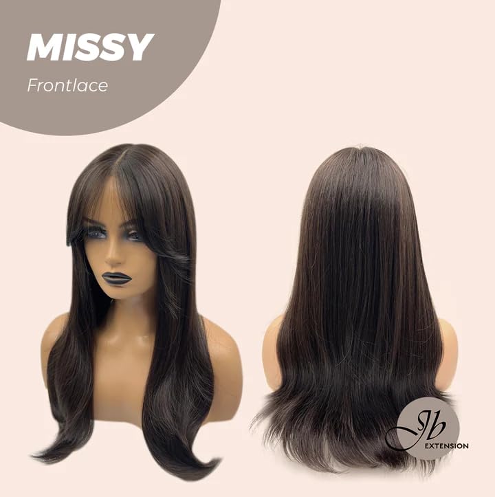 Miniatura 5 de JBEXTENSION Peluca de encaje frontal precortada con flequillo, pelucas largas y rizadas para mujer, pelucas sintéticas naturales para uso diario