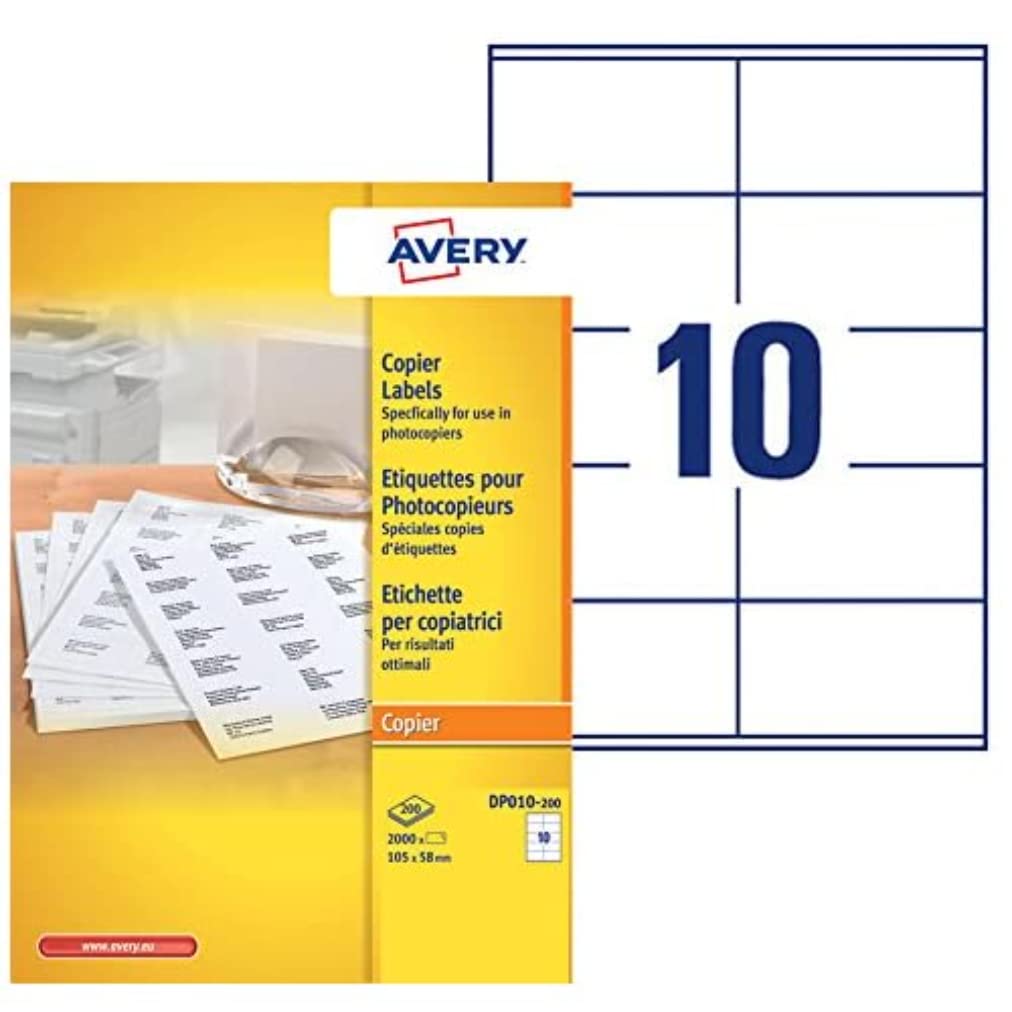 AVERY DP010-200 2000 Adhesive Labels White Multi-Purpose 105 x 58 mm.