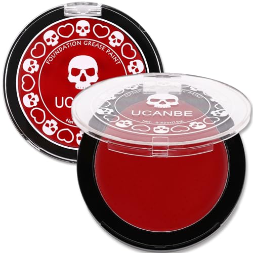 UCANBE Maquillaje Rojo para Cara, Base Maquillaje Halloween Rojo, Segura y No Tóxica, Pintura Facial para Teatro, Carnaval, Escenario y Cine
