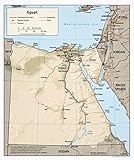 Gifts Delight Laminated 24x28 Poster: Large Scale Political map of Egypt with Relief, Roads, Railroads and Major Cities - 1997 Egypt
