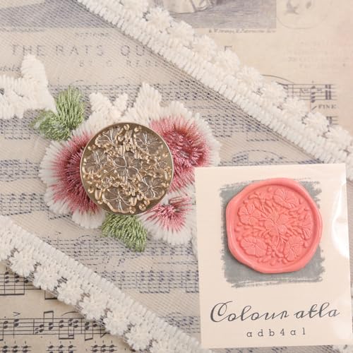 Flowers Wax Seal Stamp, Floral Sealing Wax Stamp Deeply Engrave 6 Flowers for Decoration Envelopes Letters Gift Cards Christmas New Year (Flower Stamp) - Thumbnail 2