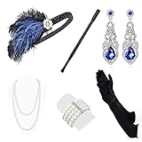 Lukovee 1920s Flapper Accessories Set Great Gatsby Costume Headband Necklace Gloves Black Holder for...